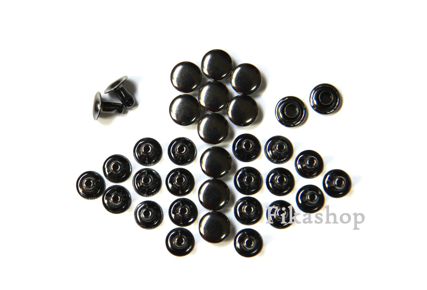 Clearance SALE: 6mm 100 sets Gunmetal round Rivet rapid studs / HIGH Quality - Fikashop