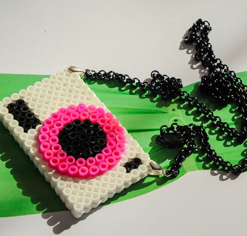 Perler Beads Plastic Camera Necklace OOAK