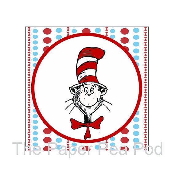 INSTANT DOWNLOAD Printable Dr. Seuss Stickers or Gift Tags (Great to be used as Party Favor Tags or even Cupcake Toppers) Il_570xn