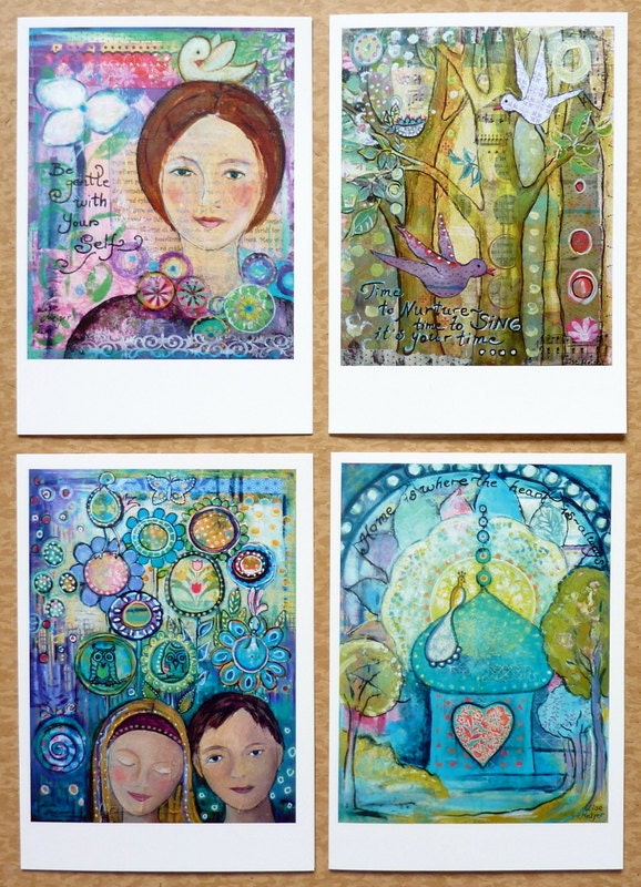 Be gentle and more - Set of four deliciously BIG AND GLOSSY cards