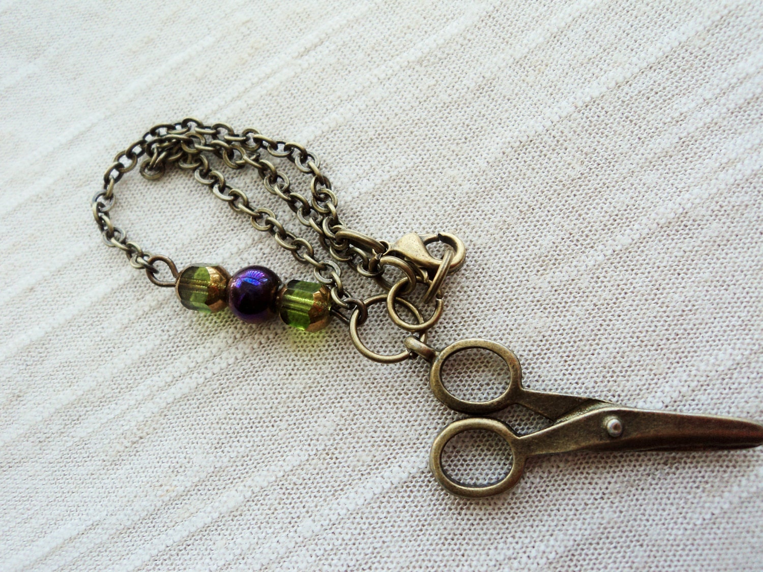 Bronze Hair Stylist Charm Bracelet with Scissors