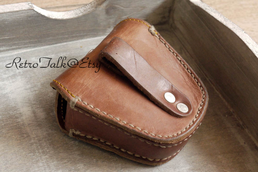 New old stock vintage 70s genuine thick leather unisex coin purse lighter holder zippo case