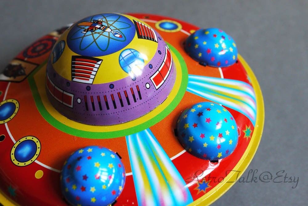 Tin toy UFO flying saucer wonderful toy collectible NOT suitable for children. - RetroTalk Tin toy UFO flying saucer wonderful toy collectible NOT suitable for children. - RetroTalk