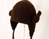Thanksgiving Turkey Earflap Hat, Brown Chicken Viking Crochet Beanie, send size choice baby - adult
