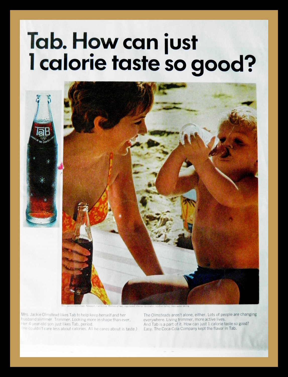 Tab Pop ad with Mom and Child 1960 Post Magazine 13 1/2 x 10 1/2 Ready for Framing.
