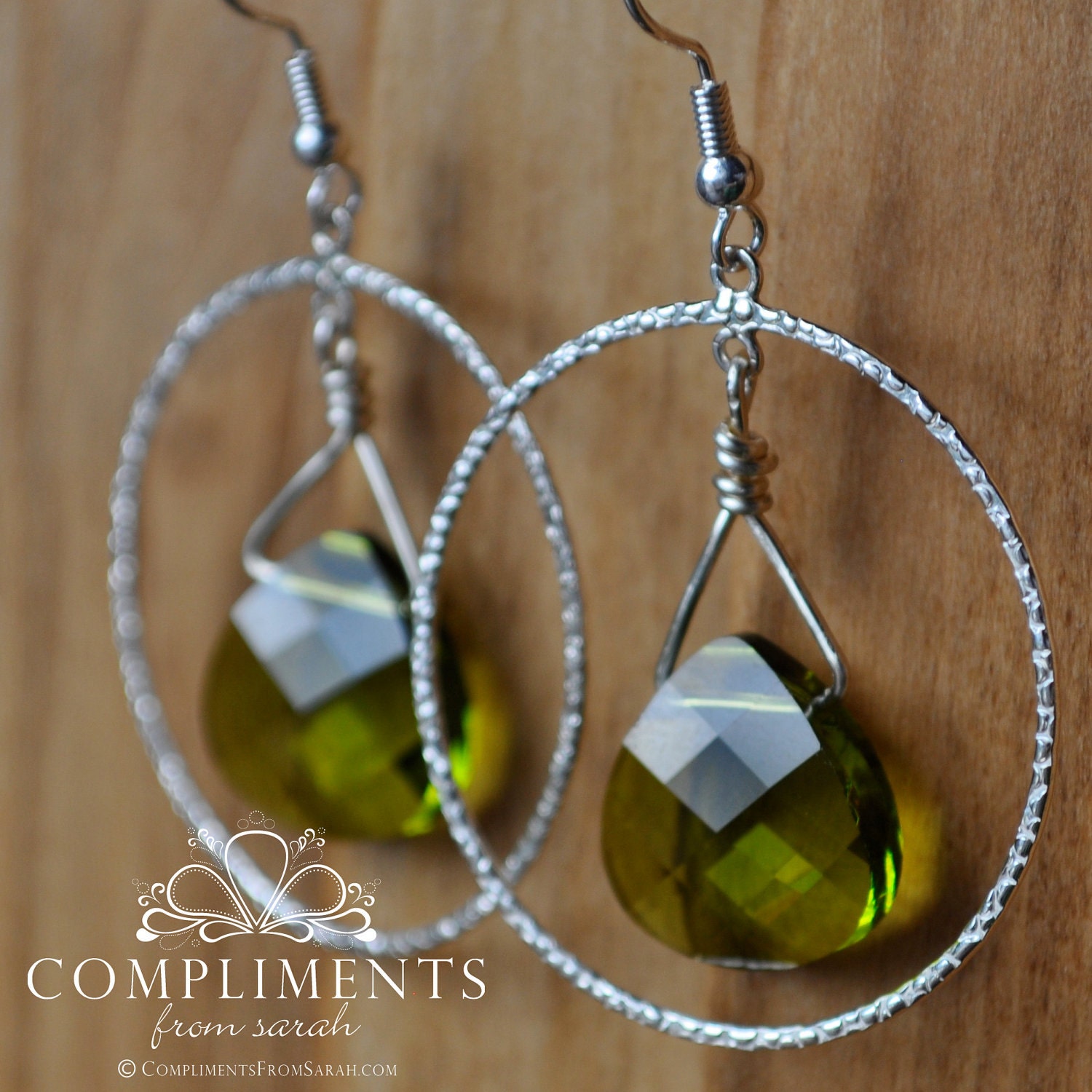 Classic Green Briolette Hoops