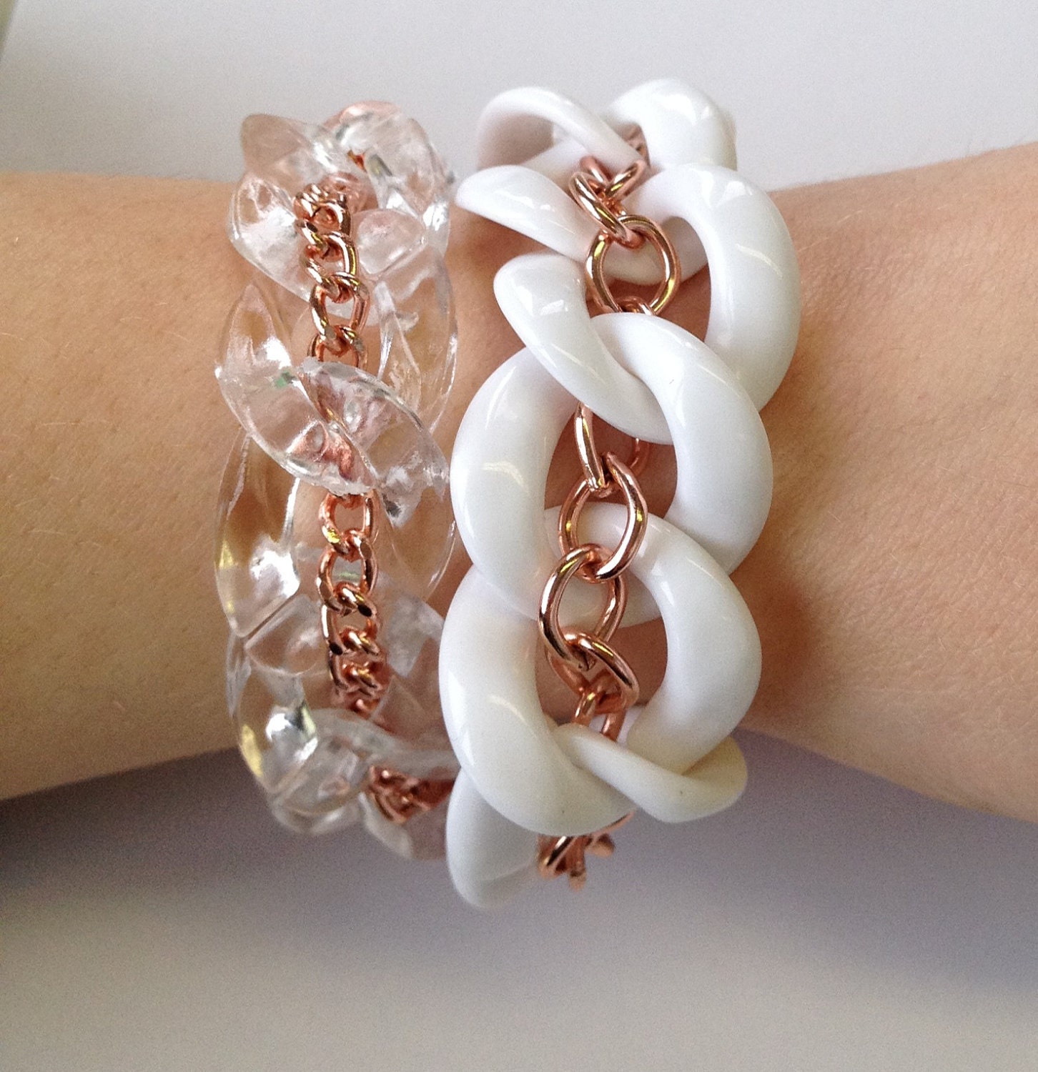 Chunky Bracelet Rose Gold bracelet wrap cuff bracelet statement jewelry chain resin I WANT CANDY