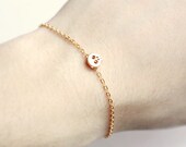 tiny skull bracelet - matt 14k gold plated skull on gold chain