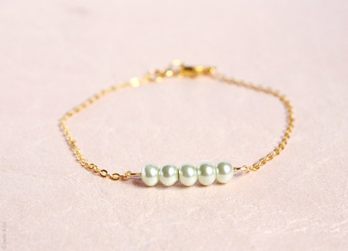 dainty pearl bar bracelet - delicate everyday jewelry / gift for her under 20 usd
