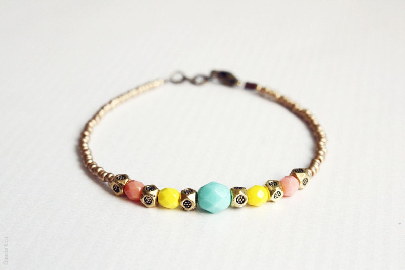 sun goddess - dainty beaded friendship bracelet - gift for her under 20