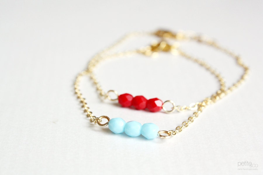 beaded bar bracelet - delicate everyday jewelry - gift for her under 20