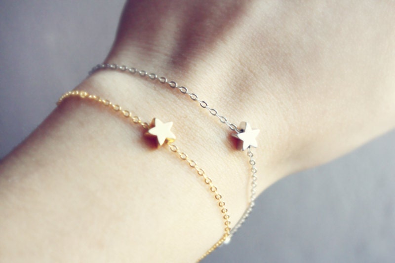 dainty star - mixed metals bracelet duo - gift for her under 25