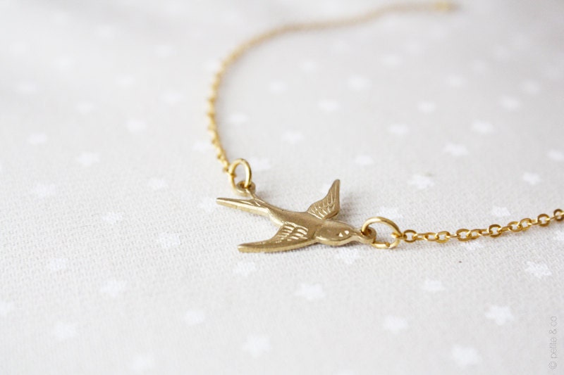 dainty bird bracelet - gold tone everyday jewelry