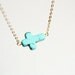 sideways cross necklace - turquoise and gold