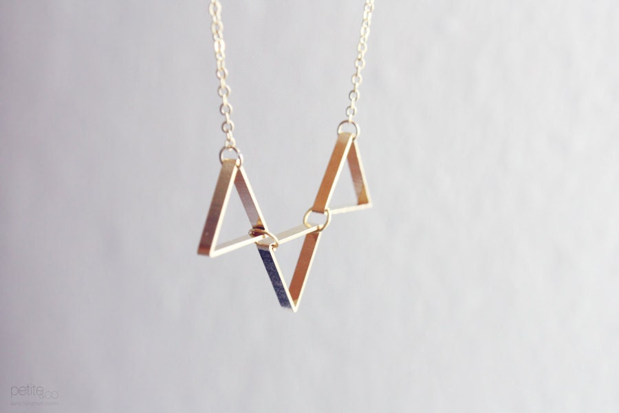 triad - gold triangle necklace - geometric jewelry