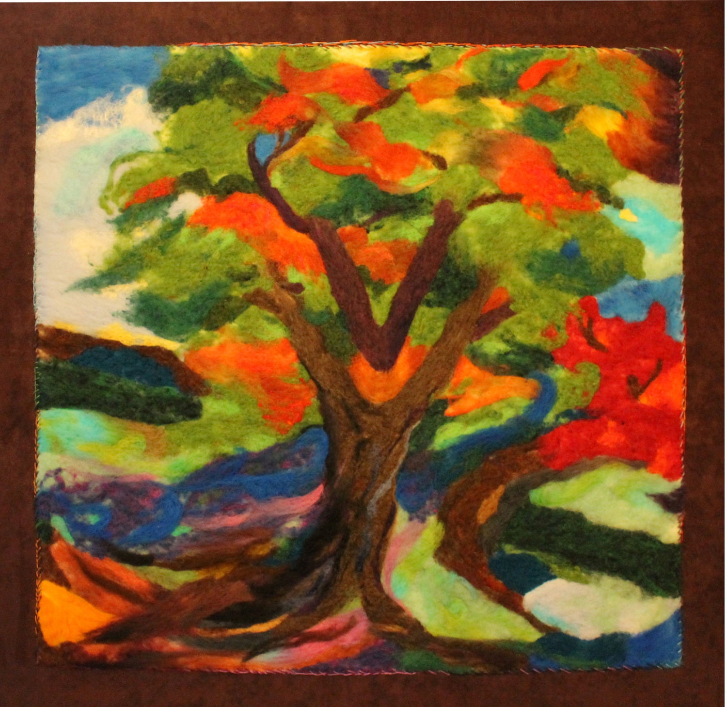 Needlefelt Landscape Painting 'Victory Tree'