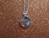 VINTAGE HALLOWEEN Boy and Jack O Lantern, Silver PENDANT Necklace, Vintage Holiday Jewelry