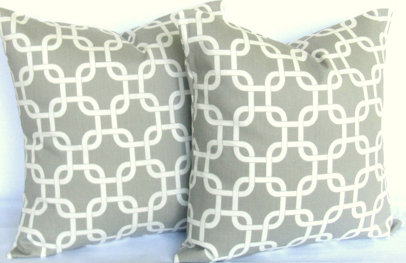 Grey Euro sham Pillow Covers TWO 24x24 gotcha  same fabric front / back FREE SHIP