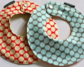 Baby Drool Bib, Waterproof and Reversible, Set of 2, Full Moon Dot