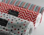 Baby Burp Cloths, Set of 3, Remix by Ann Kelle and White Cotton Chenille
