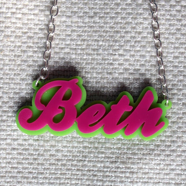 Personalised cursive name necklace - laser cut opaque acrylic - 3 fonts to choose from
