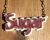Personalised block name necklace - laser cut sparkle acrylic - 3 fonts to choose from