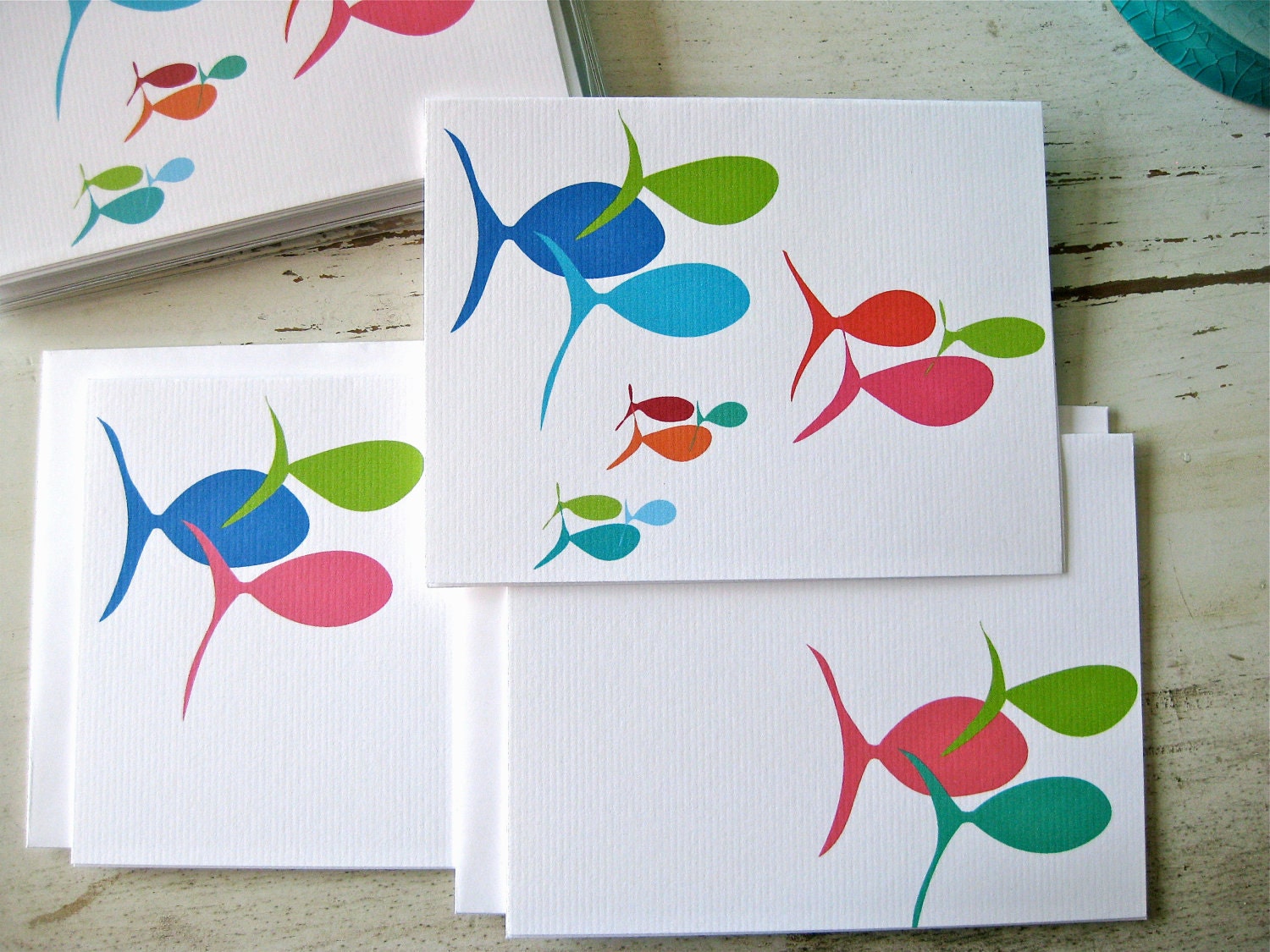 Summer School Blank Notecards - 3 Designs - Set of 8 - Fun Fish for every occasion - Personalization Available