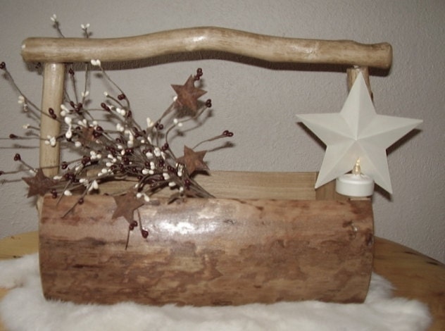 Rustic Handmade Log Basket