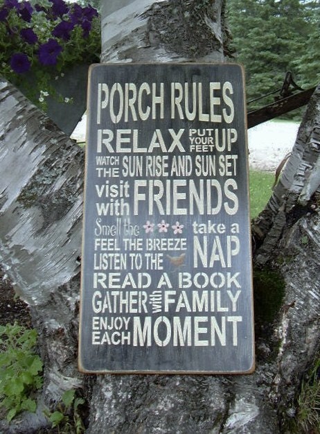 Porch Rules Subway/Typography Word Art Sign