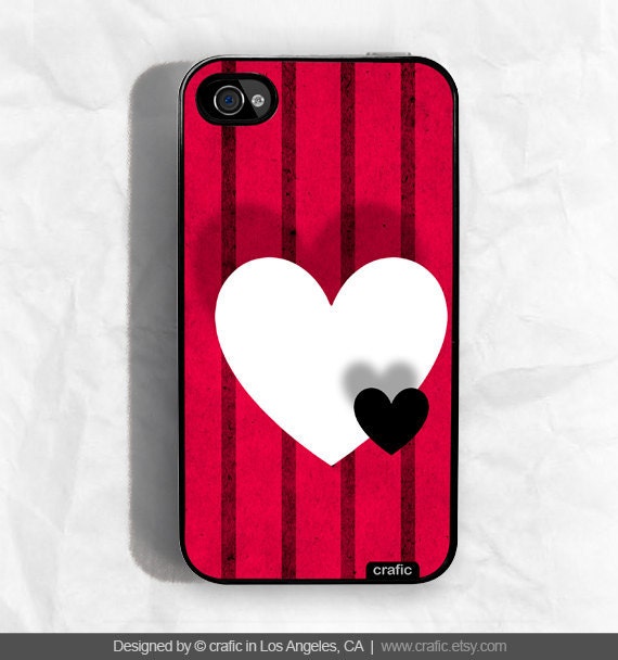 Black and White Heart iPhone Case Fits iPhone 4 & 4S