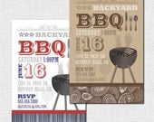 Personalized BACKYARD BBQ BARBEQUE Party Invitations (printable)