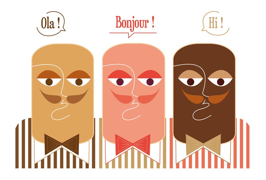 moustache sir paris bonjour hi hello ola parisian poster