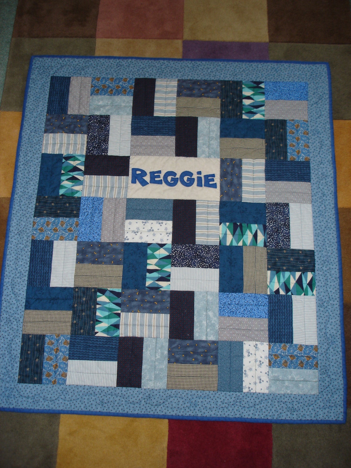 Handmade Personalised Baby Quilt / Playmat (Boy) - Made to Order