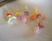 Two Pairs - The Little Candy Rose Shoppe - You Choose - Resin Earrings, Tiny Roses, Rose Earrings - For bridesmaids, Gift idea