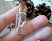 Pink Lily Butterfly Sitting Atop A Rose Bud Miniature Terrarium Necklace Glass Vial - Woodland Apothecary