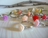 Two Rings - The Little Candy Rose Shoppe - You Choose - Resin Rings, Tiny Rose Earrings, Rose Rings - For bridesmaids, Gift idea