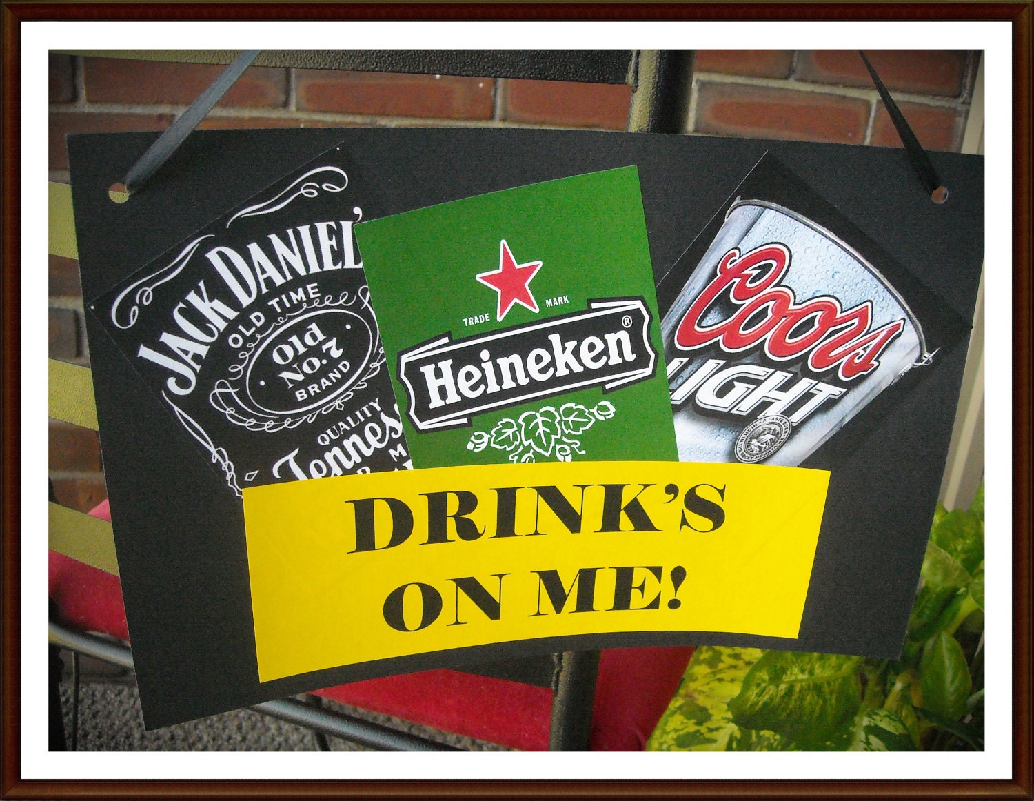 DRINK'S ON ME Bar Home Decor/Party Banner Sign