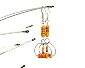 Circle resistor earrings made with beige upcycled resistors OOAK