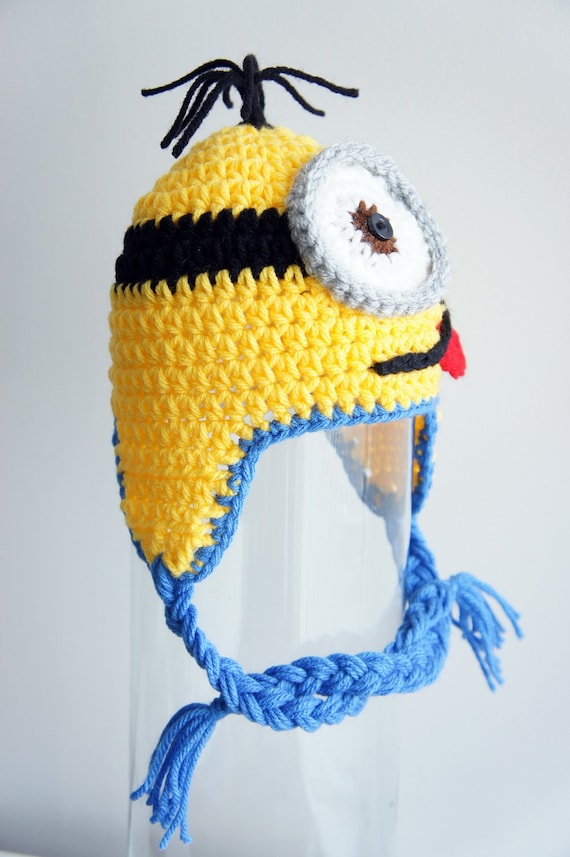 Minion Hat, Despicable Me, Crochet Baby Hat, Baby Hat, Animal Hat, Yellow, photo prop, Inspired by Despicable Me