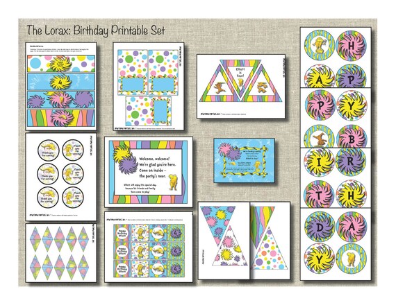 Dr. Seuss' The Lorax Birthday Printable Set