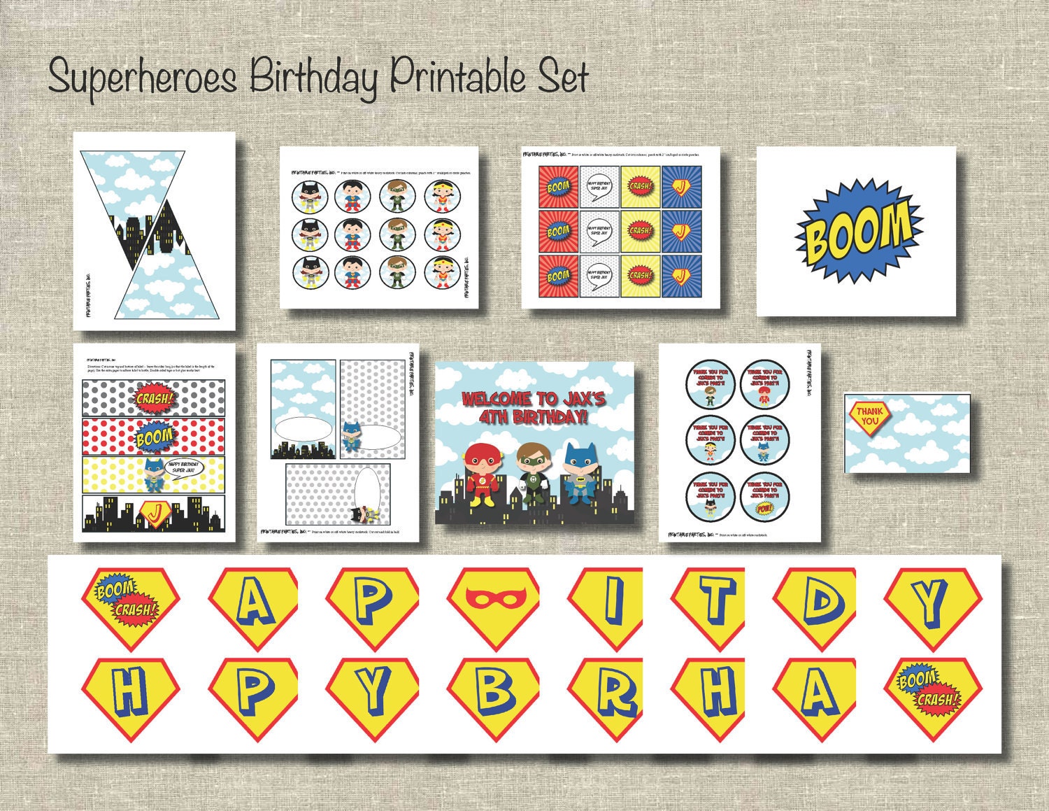 Superhero Party Printable Birthday Set