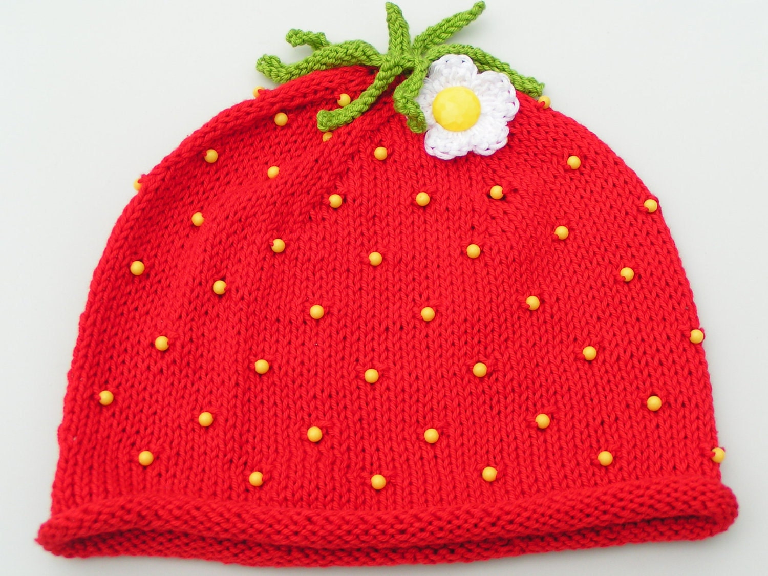 PDF KNITTING PATTERN - The Sweet Strawberry baby beanie inspired by The Very Hungry Caterpillar - baby hat - photo prop