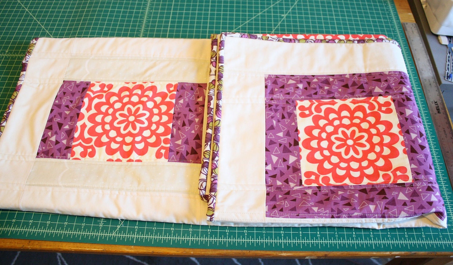 Purple Pink Red Baby Quilt Modern