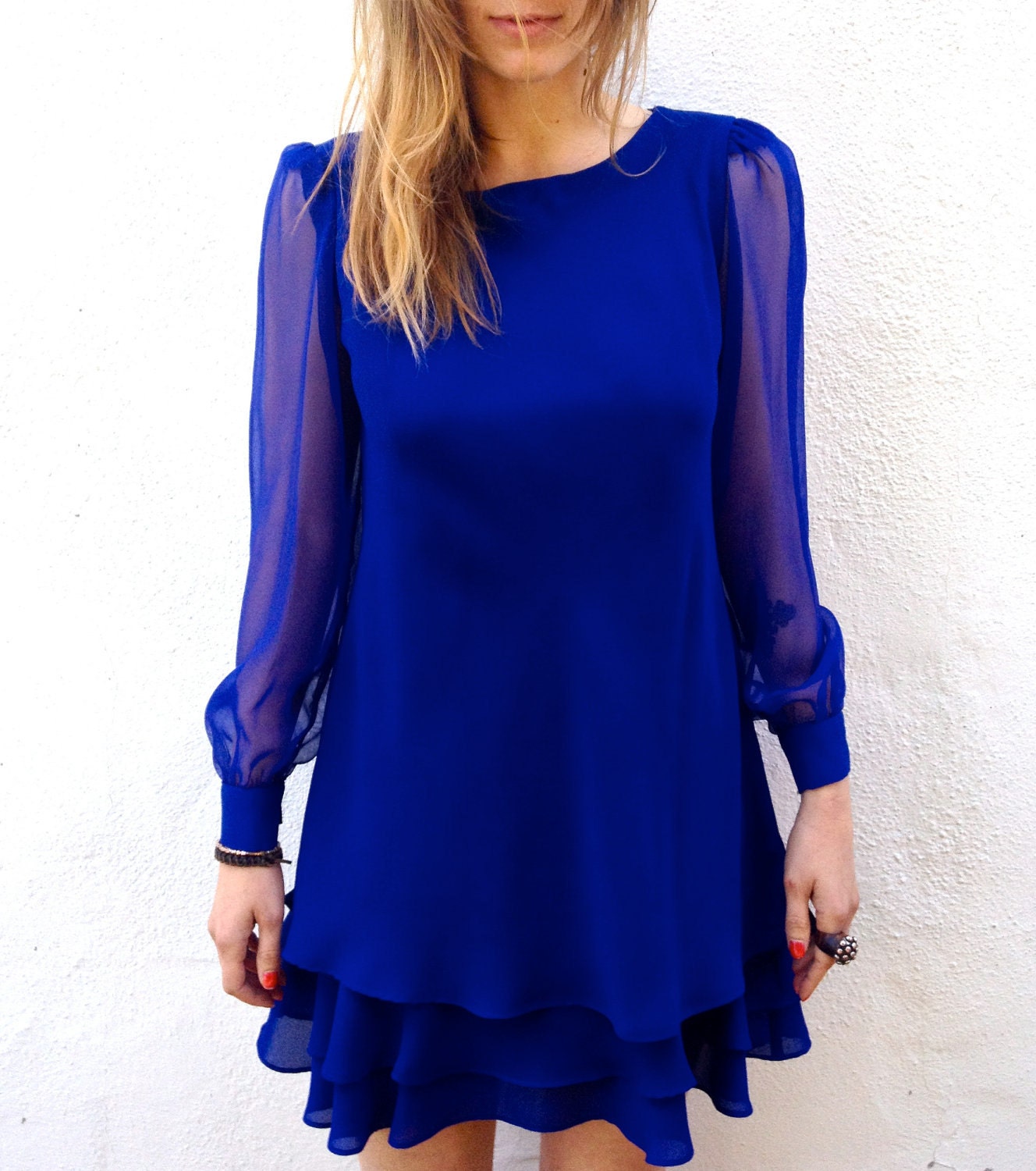 Early 80's "Hampton Nites" Cobalt Blue Dress-M