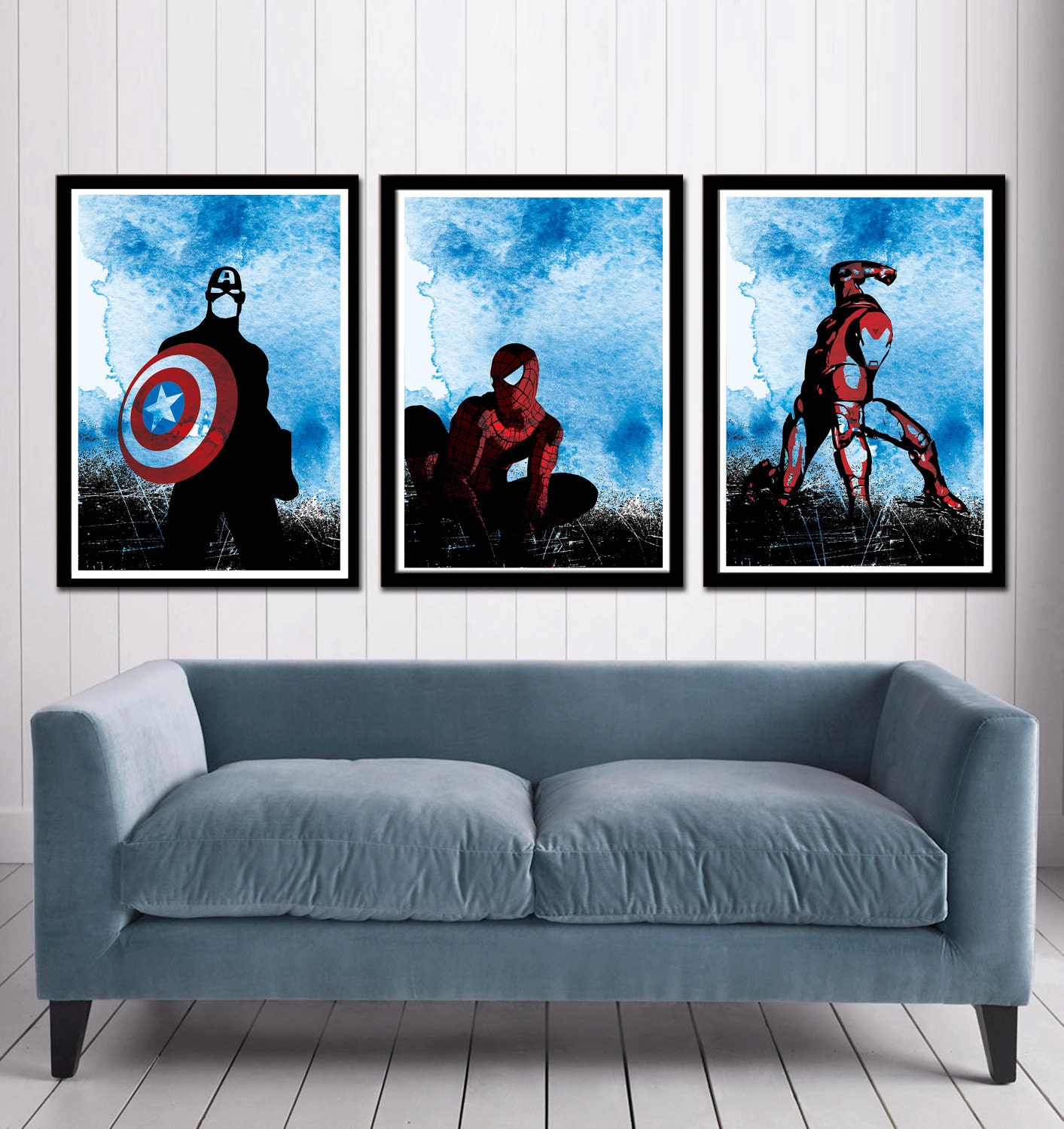 Captain America, Spider Man and Iron Man Superheroes Poster Set