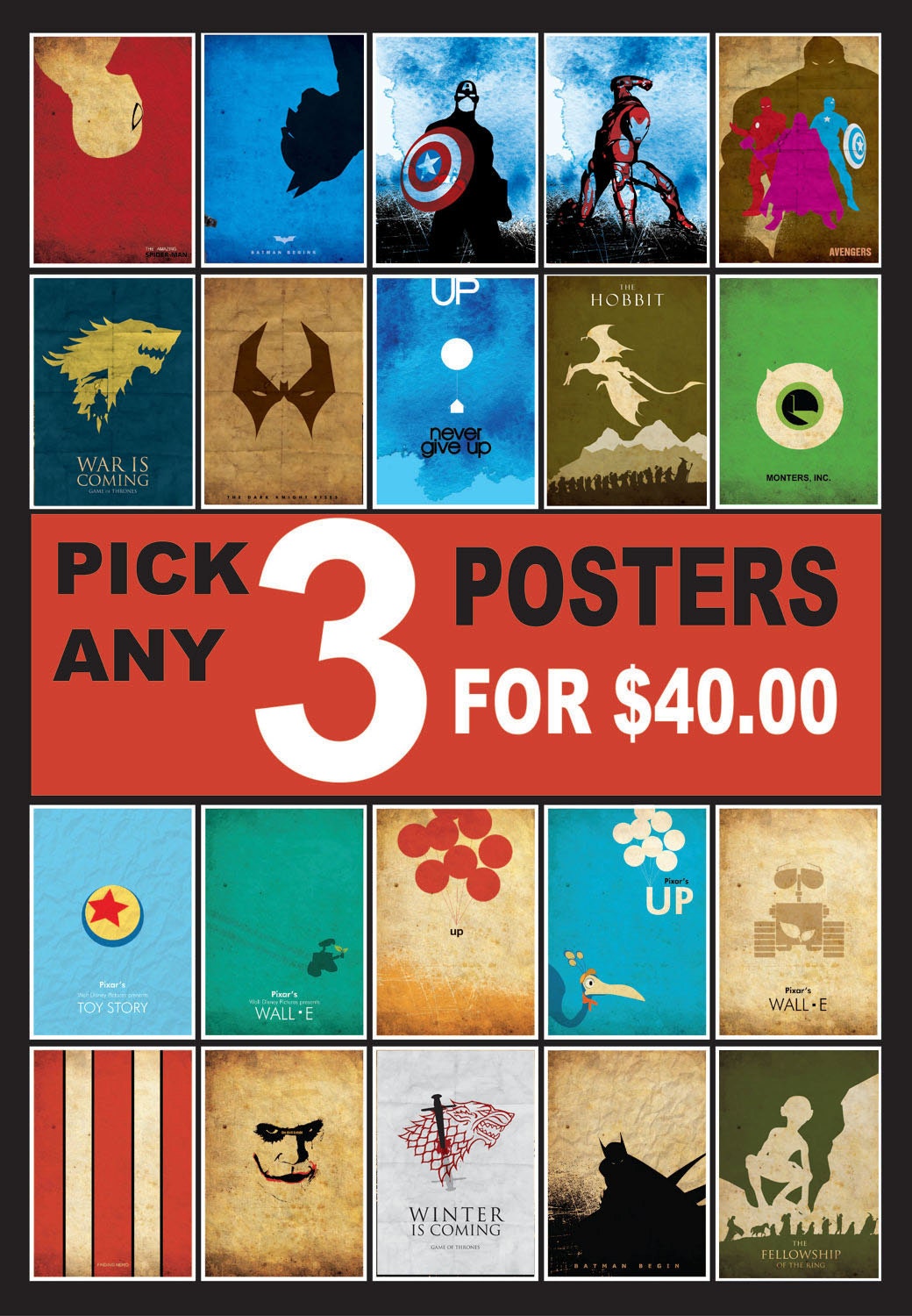3 Posters for 40 Dollars - A3 Size Posters