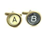 Cufflinks Typewriter Key Custom Personalised Initials Vintage Black White Gift