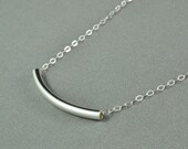 Smooth Curved Tube Necklace, 925 Sterling Silver, Curvaceous, Simple, Sweet, Delicate, Everyday Wear Necklace