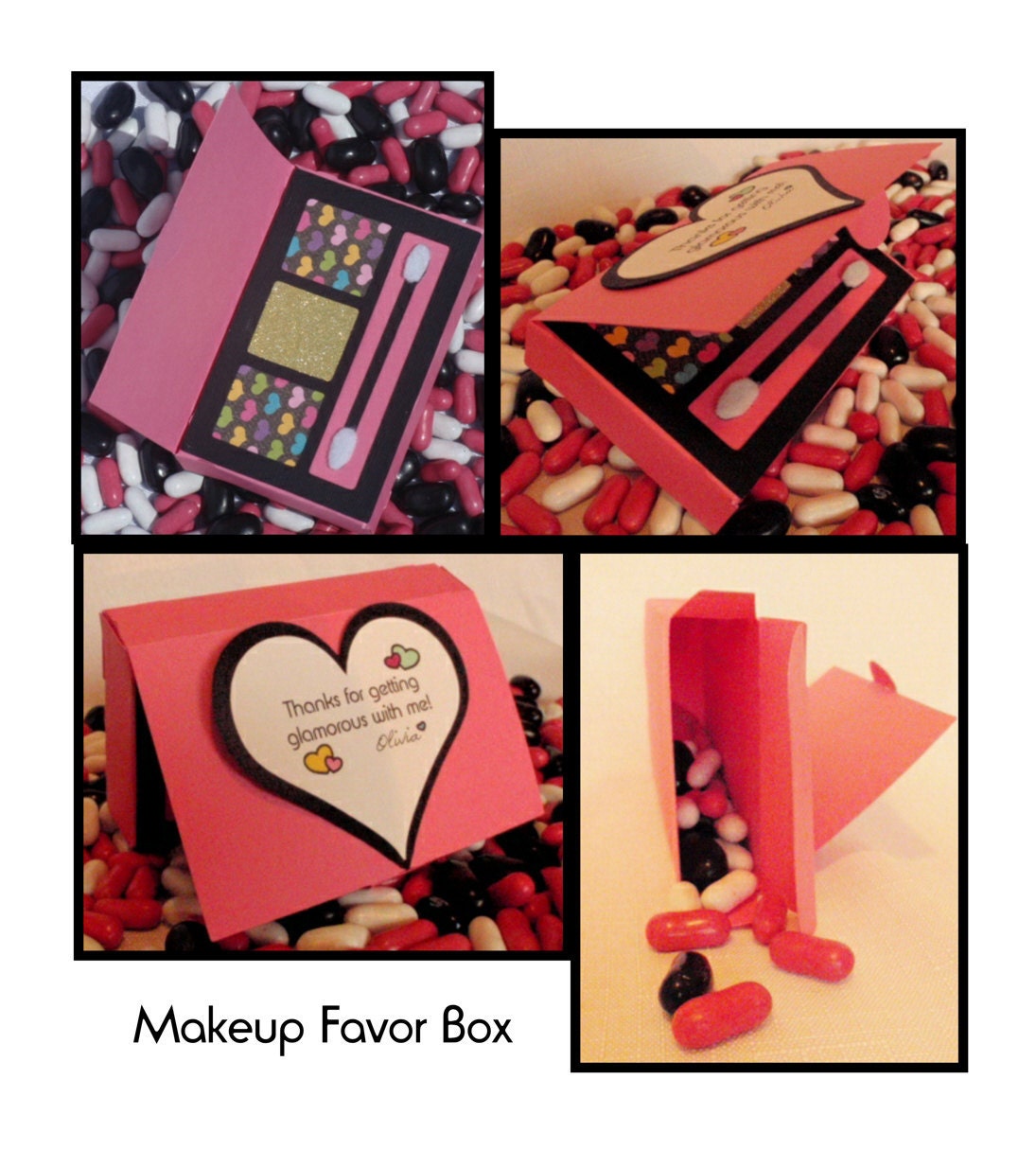 Custom Makeup Favor boxes with Custom tags     Set of 12