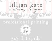 50 Professionally Printed 5x7 Flat Postcards (Plain or Pearl Finish) with Envelopes